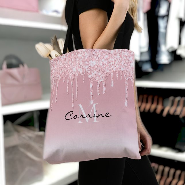 Bolso De Tela Personalizado Monograma Rubor Purpurina rosado got (Subido por el creador)