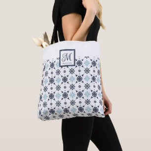 Bolso De Tela Personalizado Monograma Snowflake