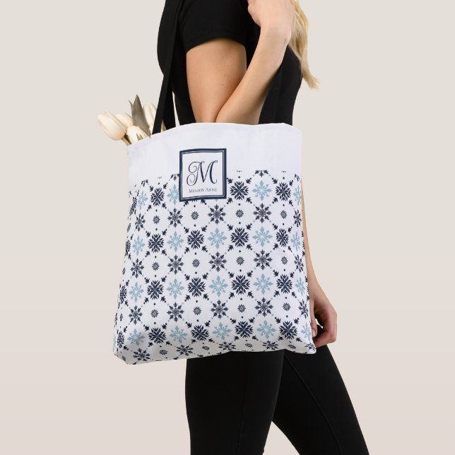 Bolso De Tela Personalizado Monograma Snowflake (Detalle)