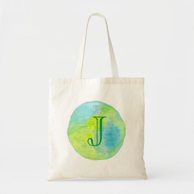 Bolso De Tela Personalizado Monograma Tierra Tarjeta ambiental T (Frente)