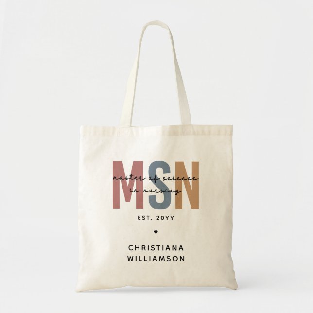 Bolso De Tela Personalizado MSN Master en Ciencias en Graduación (Frente)