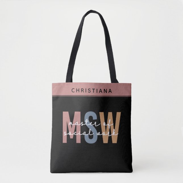 Bolso De Tela Personalizado MSW Master en Obra Social Graduación (Anverso)