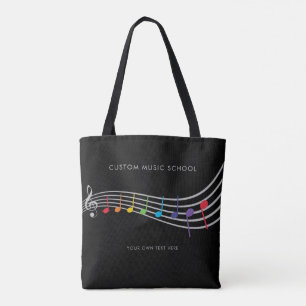 Bolso De Tela Personalizado Music School Rainbow Music Notes