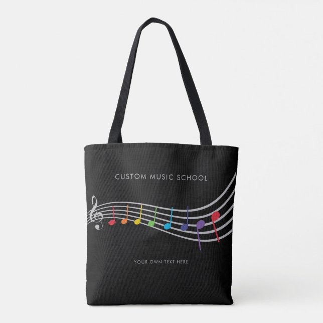 Bolso De Tela Personalizado Music School Rainbow Music Notes (Reverso)