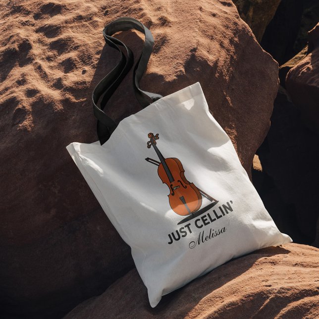 Bolso De Tela Personalizado musical de Just Cellin Cello (Cello Musician Orchestra Just Cellin Gag Tote Bag)