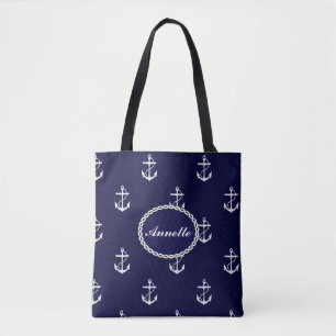 Bolso De Tela Personalizado Náutico de Opus Posh Anchor
