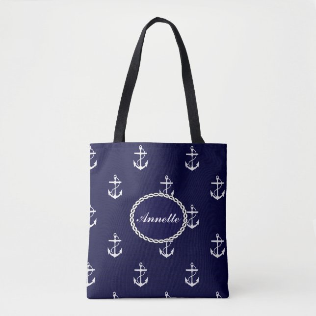 Bolso De Tela Personalizado Náutico de Opus Posh Anchor (Anverso)