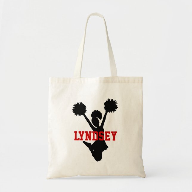 Bolso De Tela Personalizado Negra y animadora roja Tote Bag (Frente)