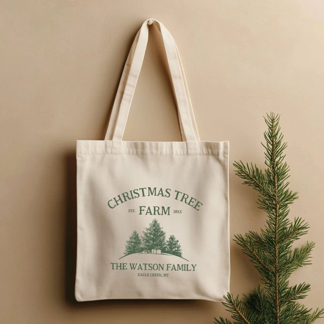 Bolso De Tela Personalizado Nombre Familia Navidad Árbol Granja  (Subido por el creador)