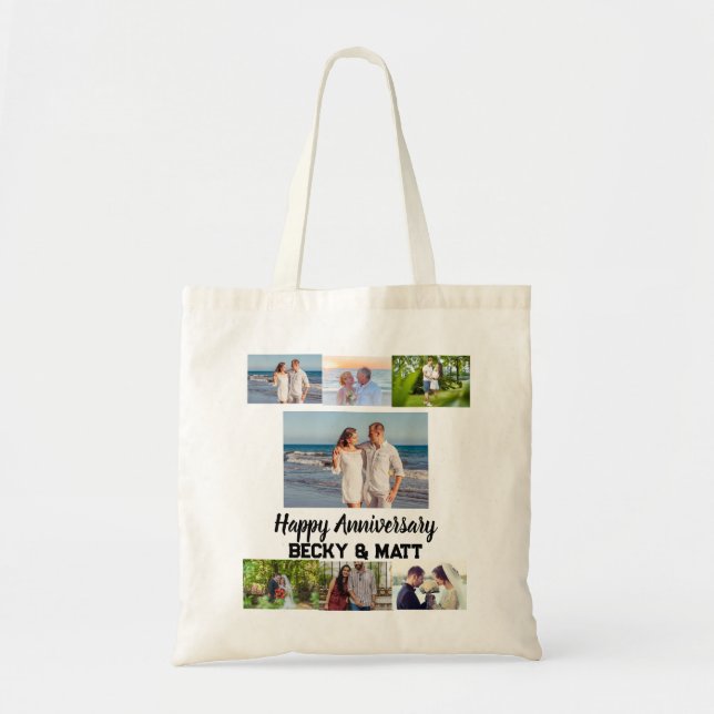 Bolso De Tela Personalizado Nombre moderno 7 Aniversario de la f (Frente)