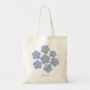 Bolso De Tela Personalizado olvídeme flor no azul