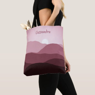 Bolso De Tela Personalizado Ombre Mauve Taupe Light Rubor Resume