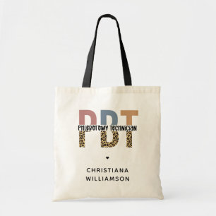 Bolso De Tela Personalizado PBT Phlebotomy Technician Leopard Pr