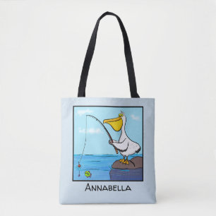Bolso De Tela Personalizado pelícano de pesca divertida