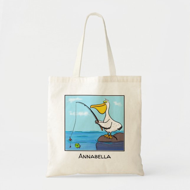 Bolso De Tela Personalizado pelícano de pesca divertida (Frente)