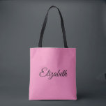 Bolso De Tela Personalizado personalizado Su propio nombre Elega<br><div class="desc">Reemplace El Texto Del Nombre Del Guión Aquí Elegant Modern Minimalista Design Template Pink Shoulder Tote Bag.</div>