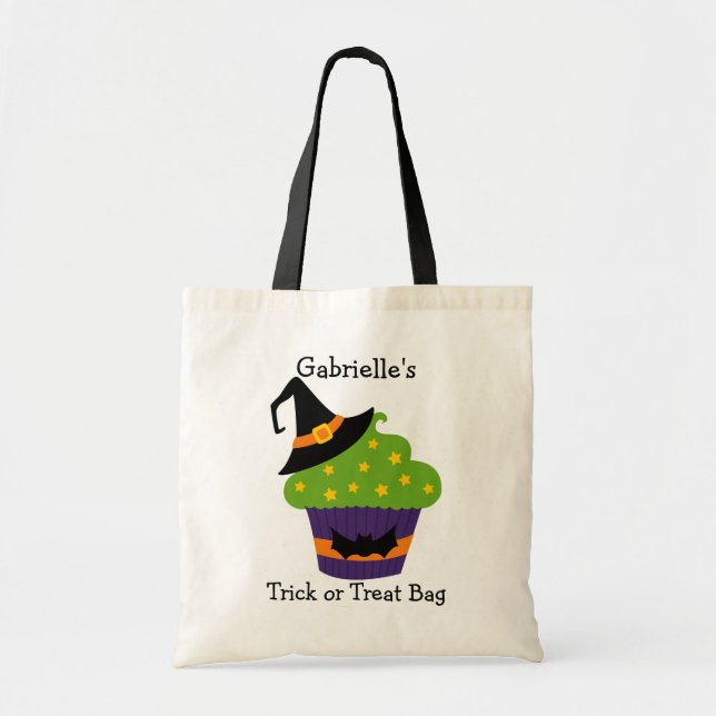 Bolso De Tela Personalizado personalizado: truco de Halloween o  (Frente)