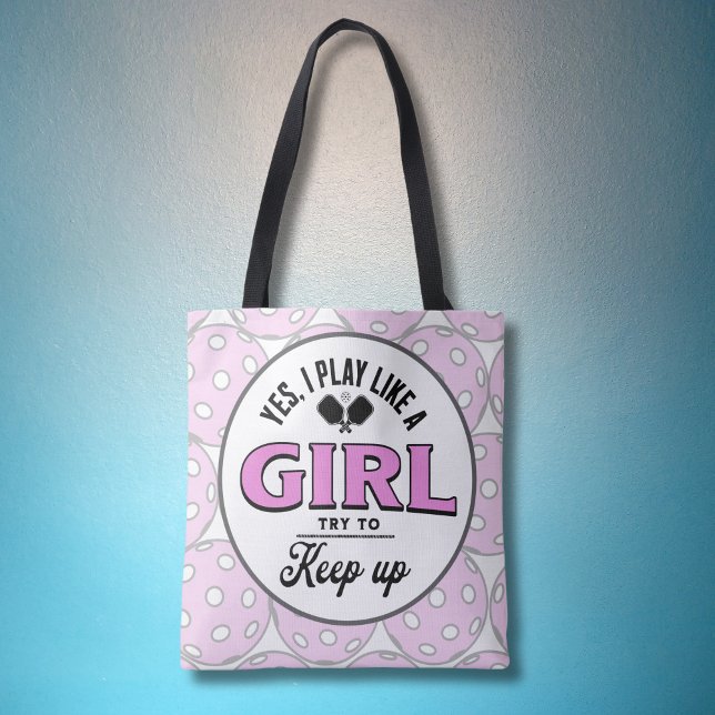 Bolso De Tela Personalizado Pickleball "Sí, juego como un chica" (Subido por el creador)