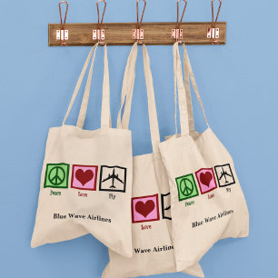 Bolso De Tela Personalizado piloto de avión de Peace Love Fly
