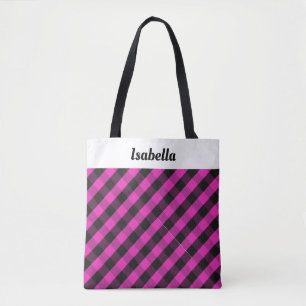 Bolso De Tela Personalizado Plaid Rosa Cuadro Búfalo Patrón
