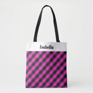 Bolso De Tela Personalizado Plaid Rosa Cuadro Búfalo Patrón