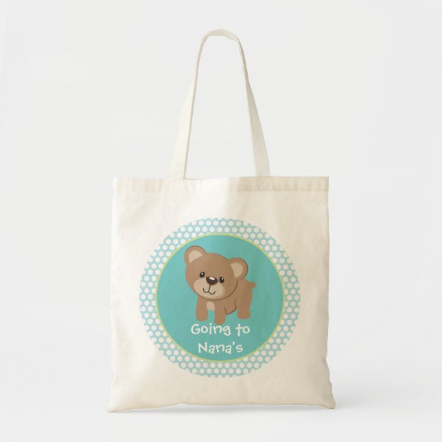 Bolso De Tela Personalizado poco oso que va a Nana (Frente)