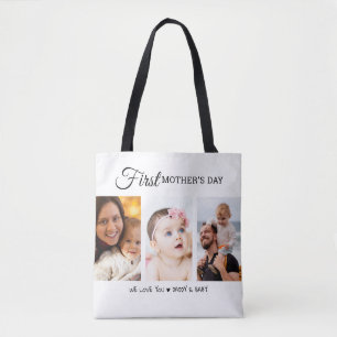 Bolso De Tela Personalizado Primer Collage de fotos del Día de l