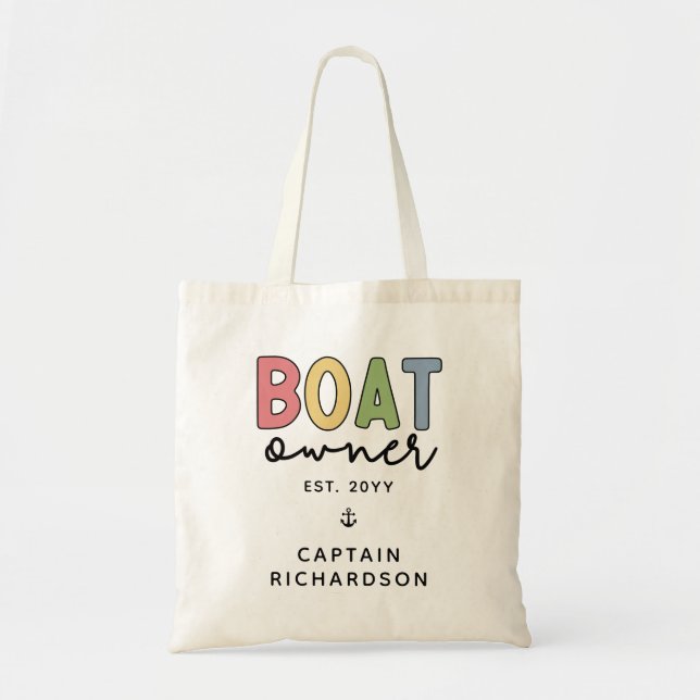 Bolso De Tela Personalizado Propietario de barcos creó nuevos re (Frente)