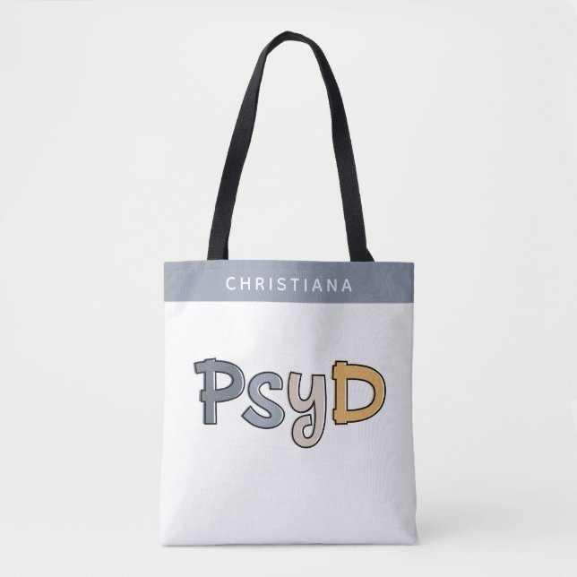 Bolso De Tela Personalizado PsyD Médica de Psicóloga (Anverso)