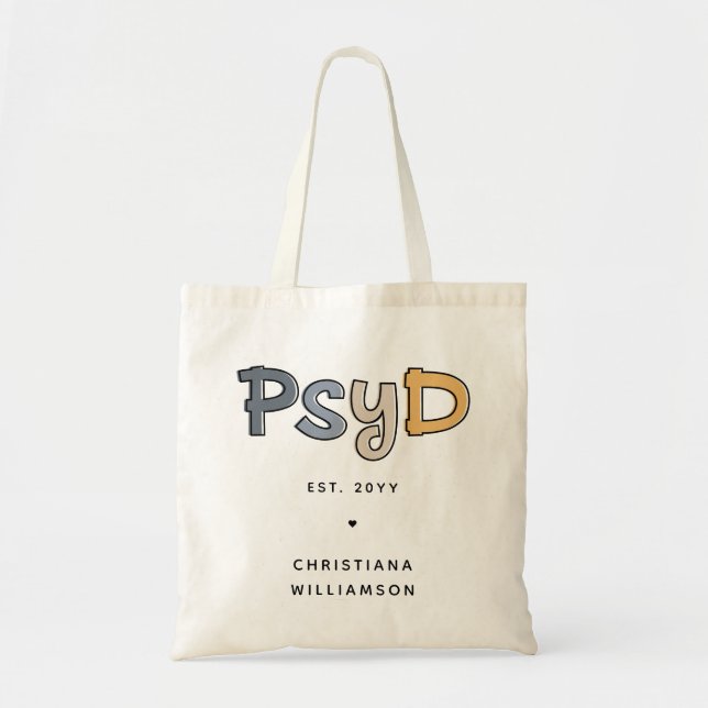 Bolso De Tela Personalizado PsyD Médica de Psicóloga (Frente)
