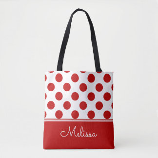 Bolso De Tela Personalizado| Puntos del Polka Rojo
