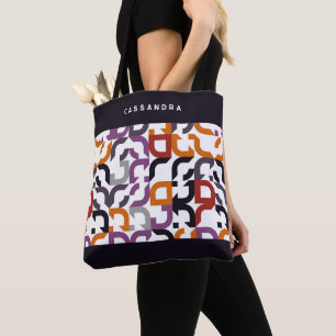 Bolso De Tela Personalizado Red Purple Naranja Black Retro Art P