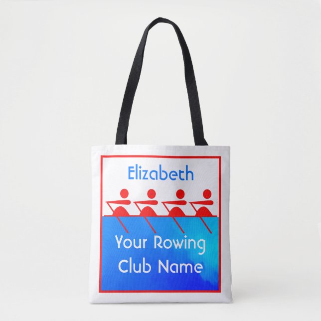 Bolso De Tela Personalizado Red White Blue Women's Rowing Team (Anverso)