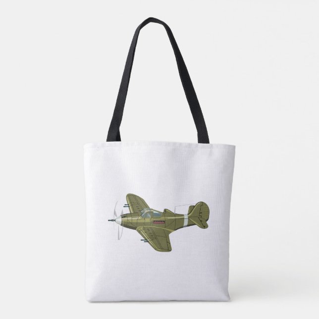 Bolso De Tela Personalizado retro avión de combate (Reverso)