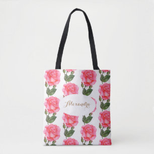 Bolso De Tela Personalizado Rosa Roses Arte Floral