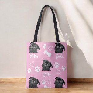 Bolso De Tela Personalizado rosado Love Paw Print Dog Lover Masc