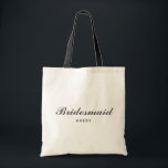 Bolso De Tela Personalizado Sencillo guión estilo Bridesmaid<br><div class="desc">Personalizado Sencillo guión elegante Bolsa de Tote de la dama de honor en blanco y negro.</div>