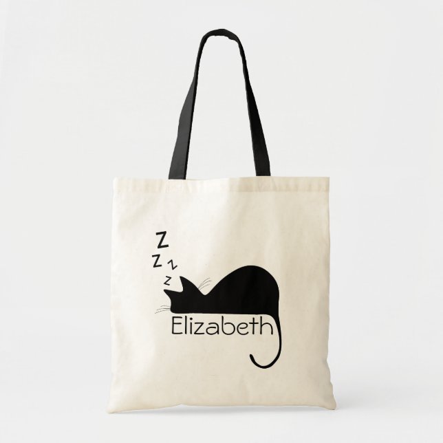 Bolso De Tela Personalizado Sleeping Cat Silhouette (Frente)