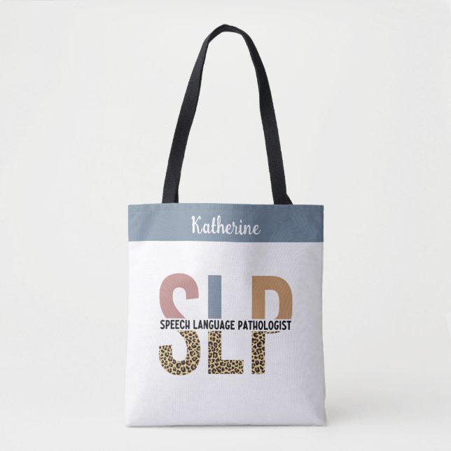 Bolso De Tela Personalizado SLP Speech Pathólogo Leopard Print (Anverso)