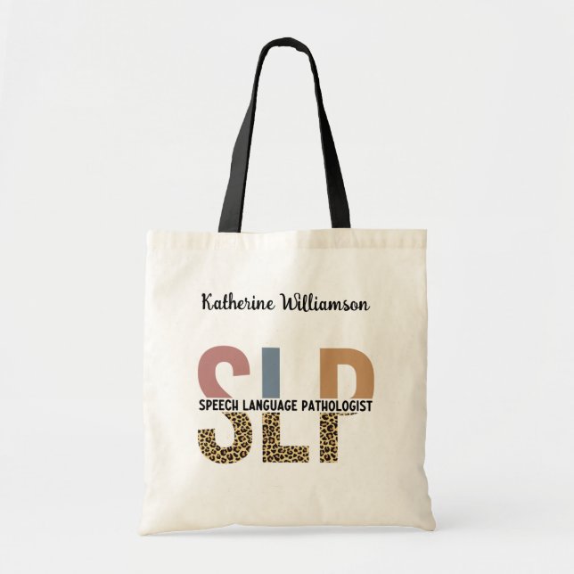 Bolso De Tela Personalizado SLP Speech Pathólogo Leopard Print (Frente)