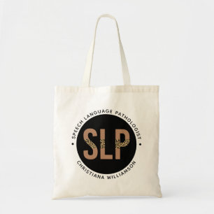 Bolso De Tela Personalizado SLP Speech Pathólogo Leopard Print G
