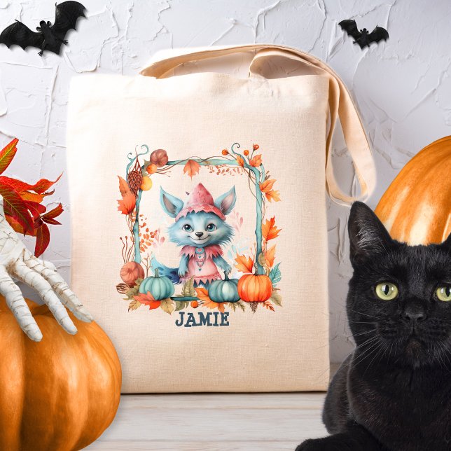 Bolso De Tela Personalizado Spooky Cute Fox Pumpkin Patch Hallow (Subido por el creador)