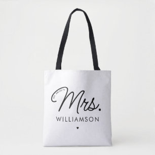 Bolso De Tela Personalizado Sra. Est. Guión moderno elegante rec