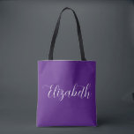 Bolso De Tela Personalizado Su Propio Nombre Script Plantilla Re<br><div class="desc">Reemplace Su Texto De Nombre De Script Aquí Elegante Diseño Minimalista Moderno Plantilla De Tipografía Royal Purple Shoulder Tote Bag.</div>