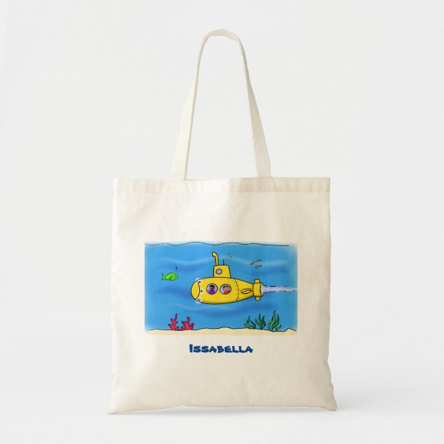 Bolso De Tela Personalizado submarino feliz (Frente)