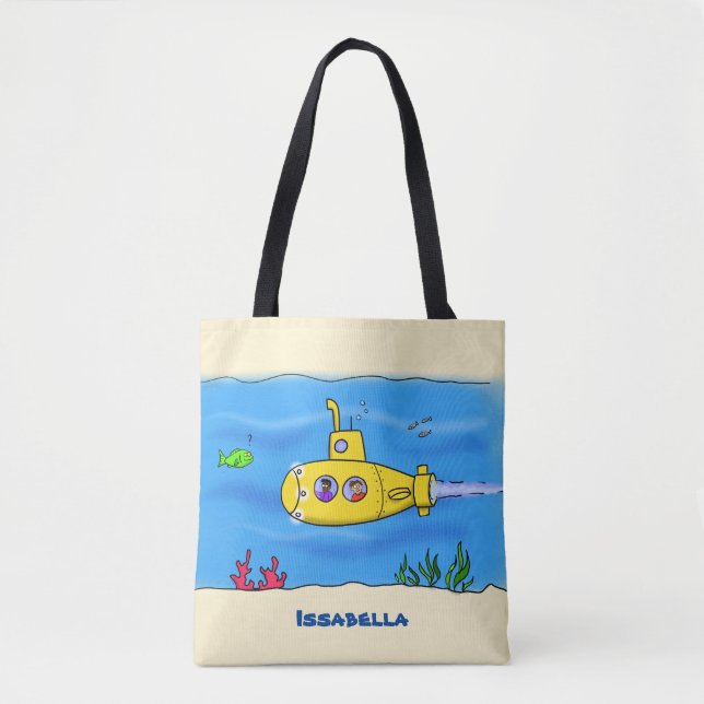 Bolso De Tela Personalizado submarino feliz (Anverso)