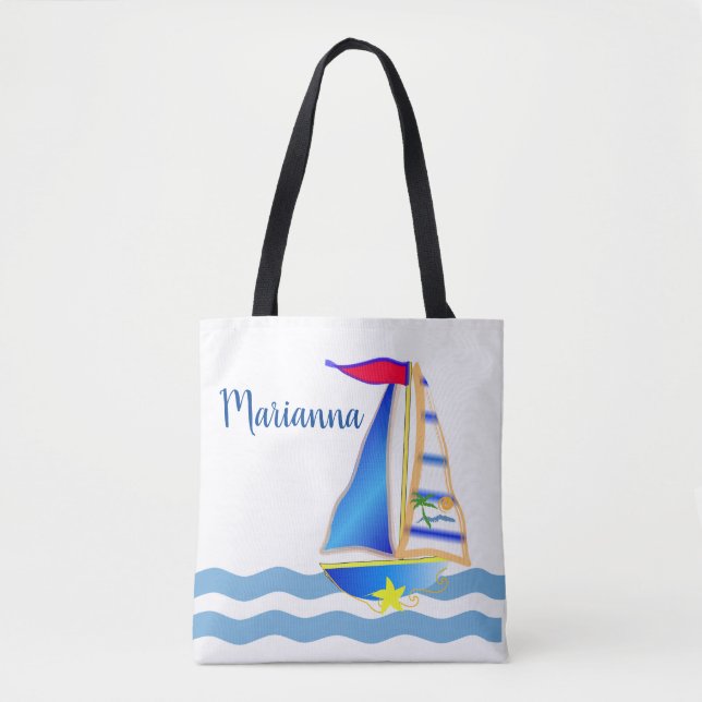 Bolso De Tela Personalizado Sunny Sailing Day (Anverso)