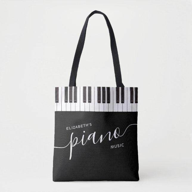 Bolso De Tela Personalizado Teclas de piano Teclado Música perso (Anverso)