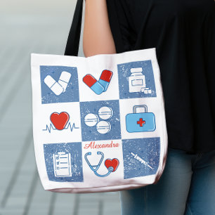 Bolso De Tela Personalizado Técnico de Farmacia Grunge Doodle Li
