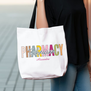 Bolso De Tela Personalizado Técnico de Farmacia Negrita Letras A